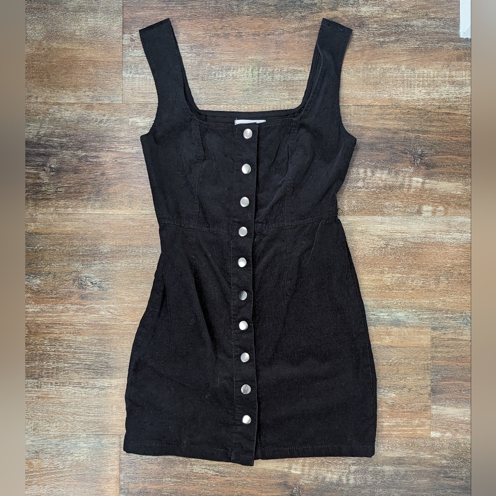 Black Corduroy Mini Dress Urban Outfitters